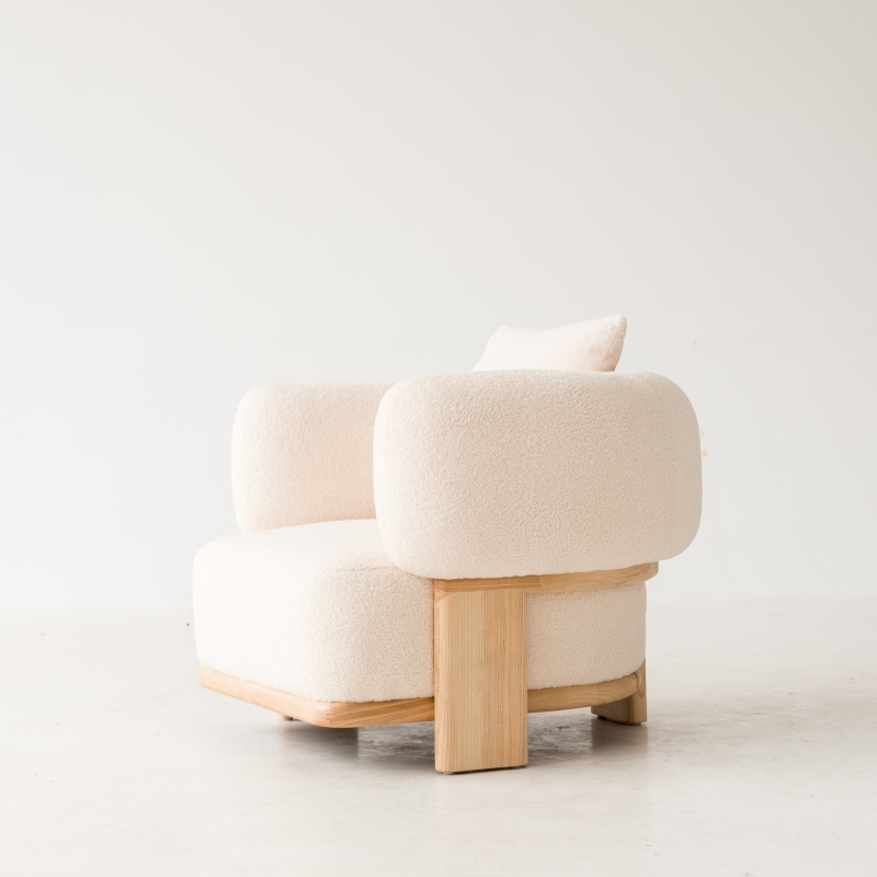 敲云[胖墩墩沙发]北欧奶油风实木客厅单人沙发可爱家用休闲懒人椅