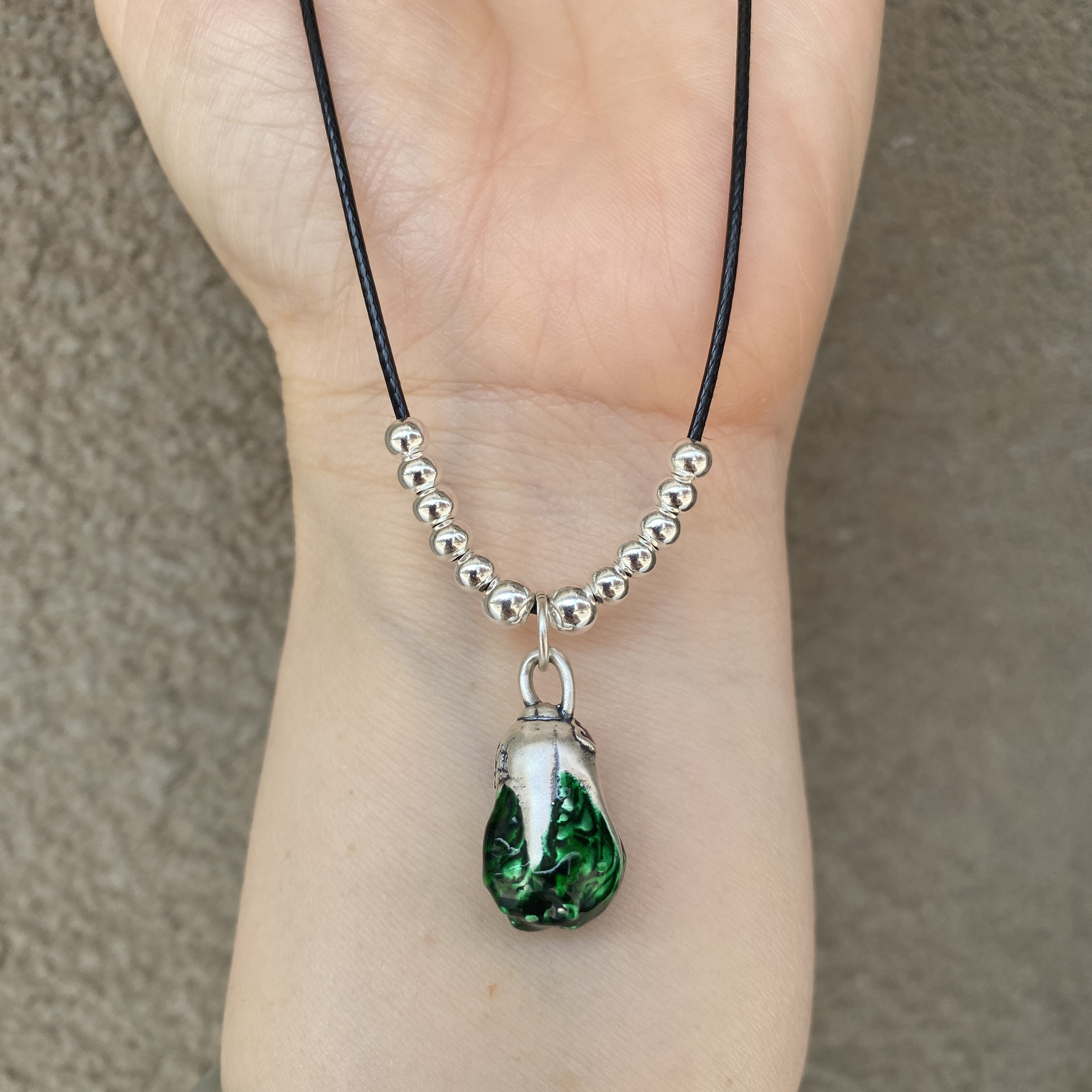 吊坠足银珐琅 《七牌银楼》纯银时尚手工白菜项链