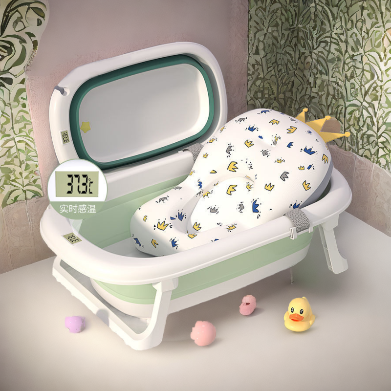 婴儿洗澡盆浴盆宝宝可折叠幼儿坐躺大号浴桶家用小孩新生儿童用品