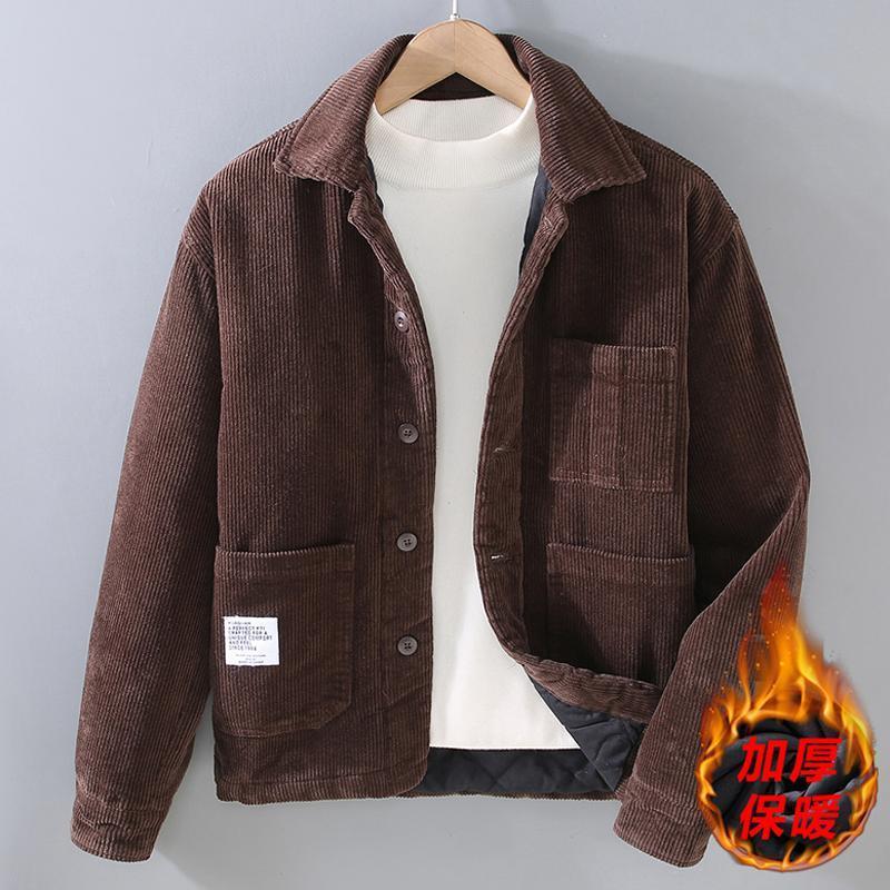 男冬季加厚款条绒棉服外套男士灯芯绒棉衣男装夹克上