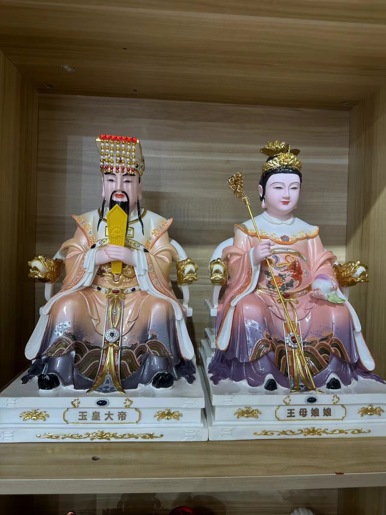 玉皇王母 仿瓷精工 玉皇大帝王母娘娘像一对款