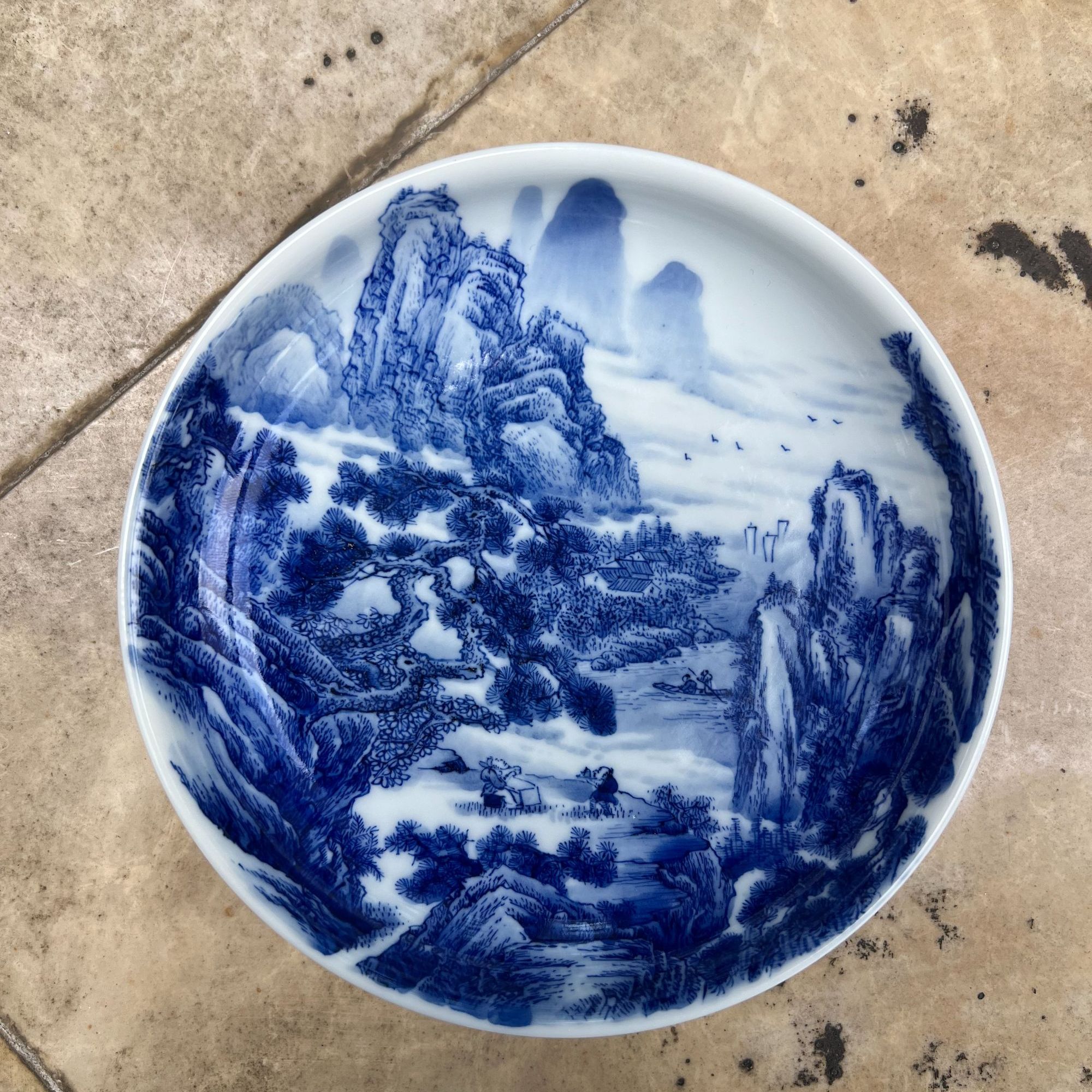 艺家仁山水壶承手工手绘釉下青精美釉下彩陶瓷