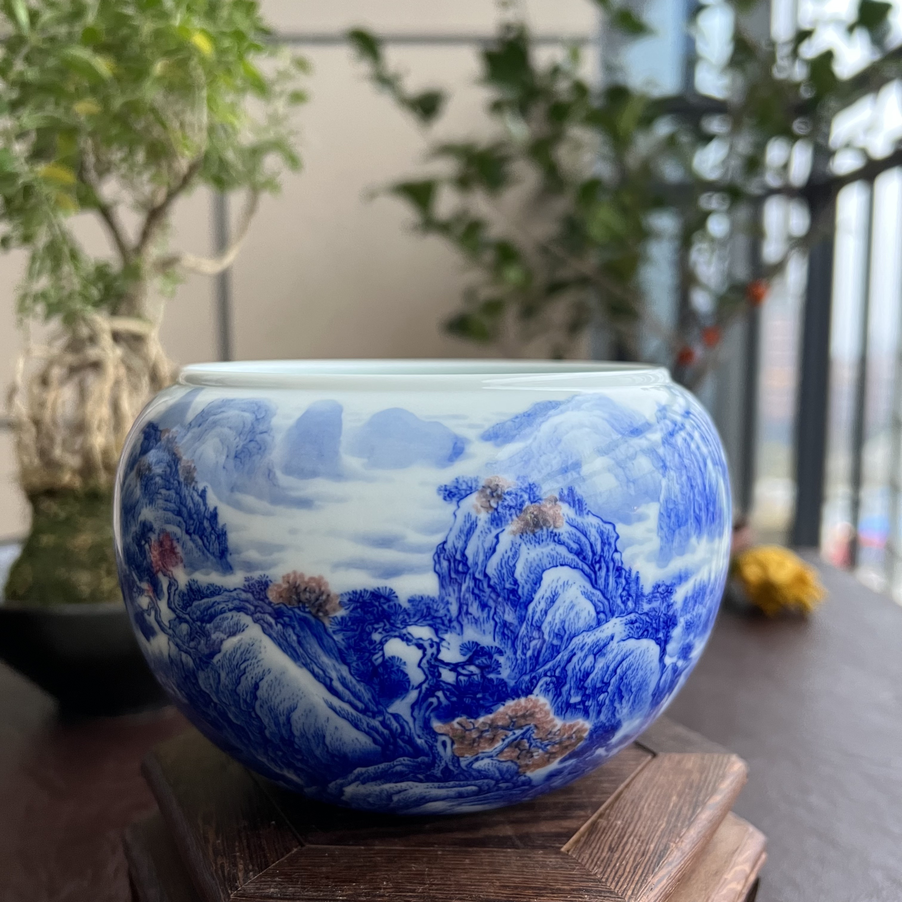 艺家仁山水水洗手绘大号主人杯纯手工全手工大容量名窑陶瓷茶杯