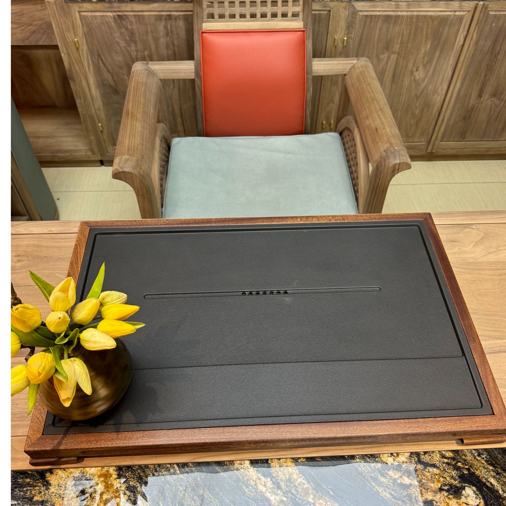 yuyuanju/雨源居茶台配件石茶盘65*41*5