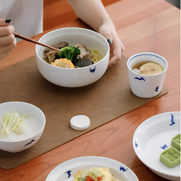 五福临门陶瓷餐具 单个 景德镇陶瓷青花碗盘组合日式碗碟套装家用