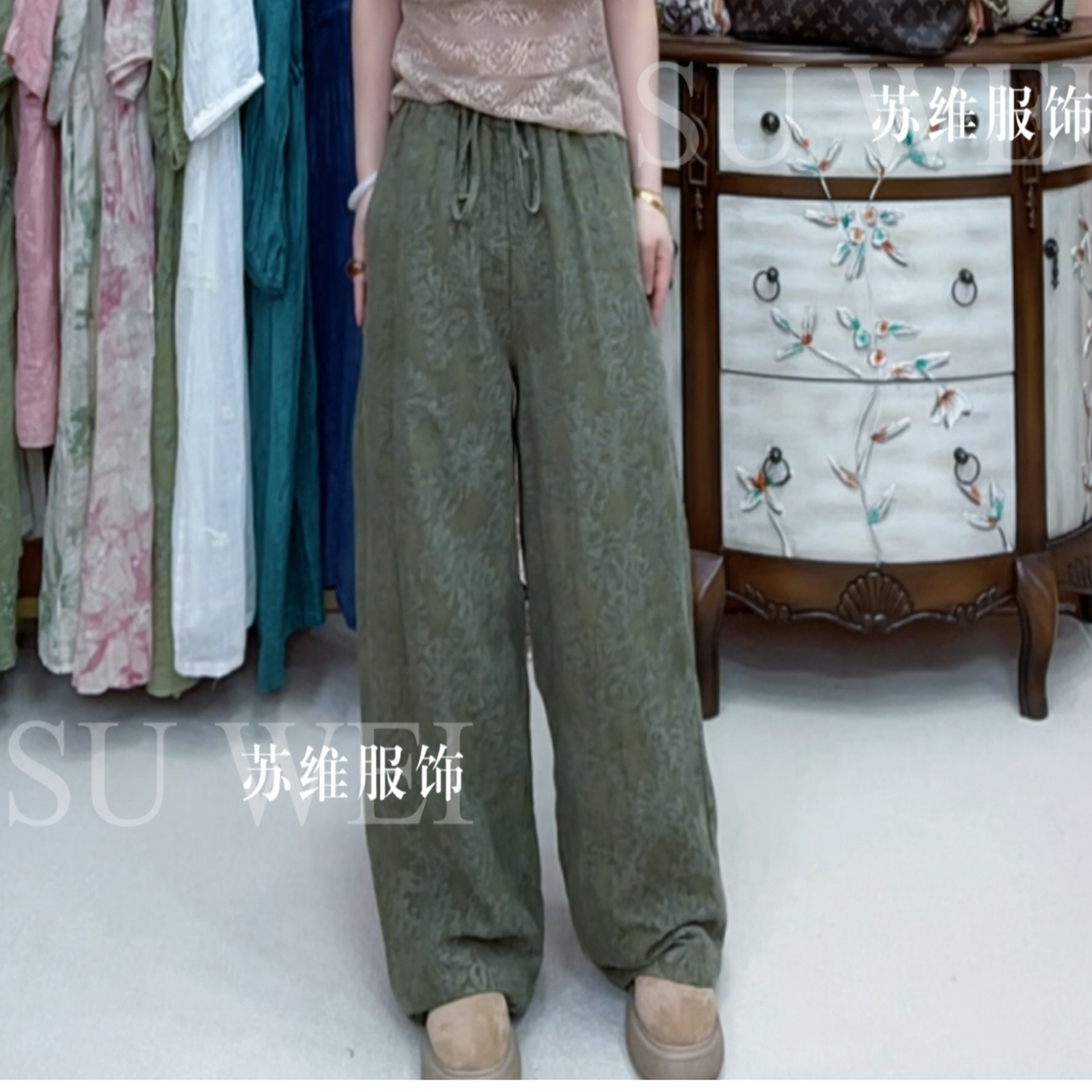 【维揽】【别样长裤】8011秋冬新款亚麻棉直筒垂感中高腰棉裤