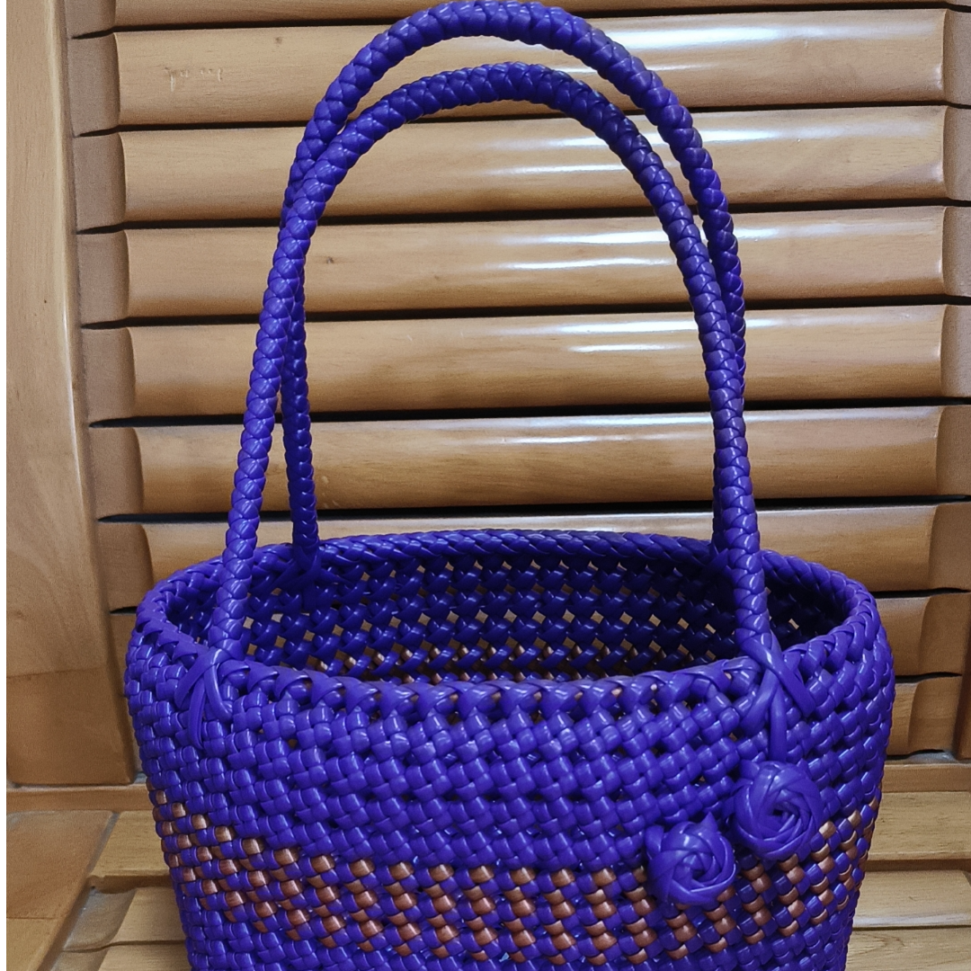 【纯手工编织手提包篮子】特价家用拼接藤条编织篮置物手提篮藤编