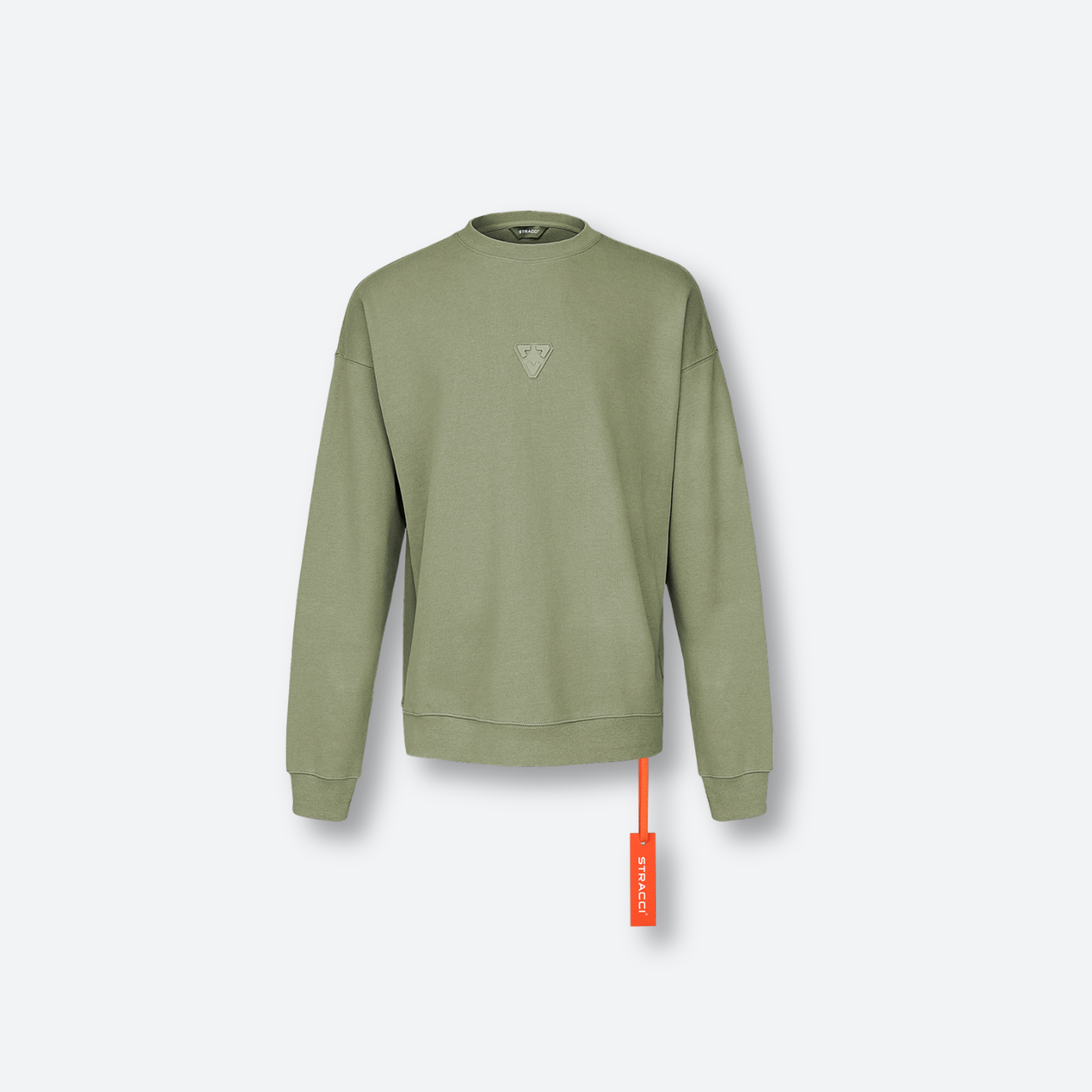 STRACCI时尚橄榄绿色超大圆领长袖针织