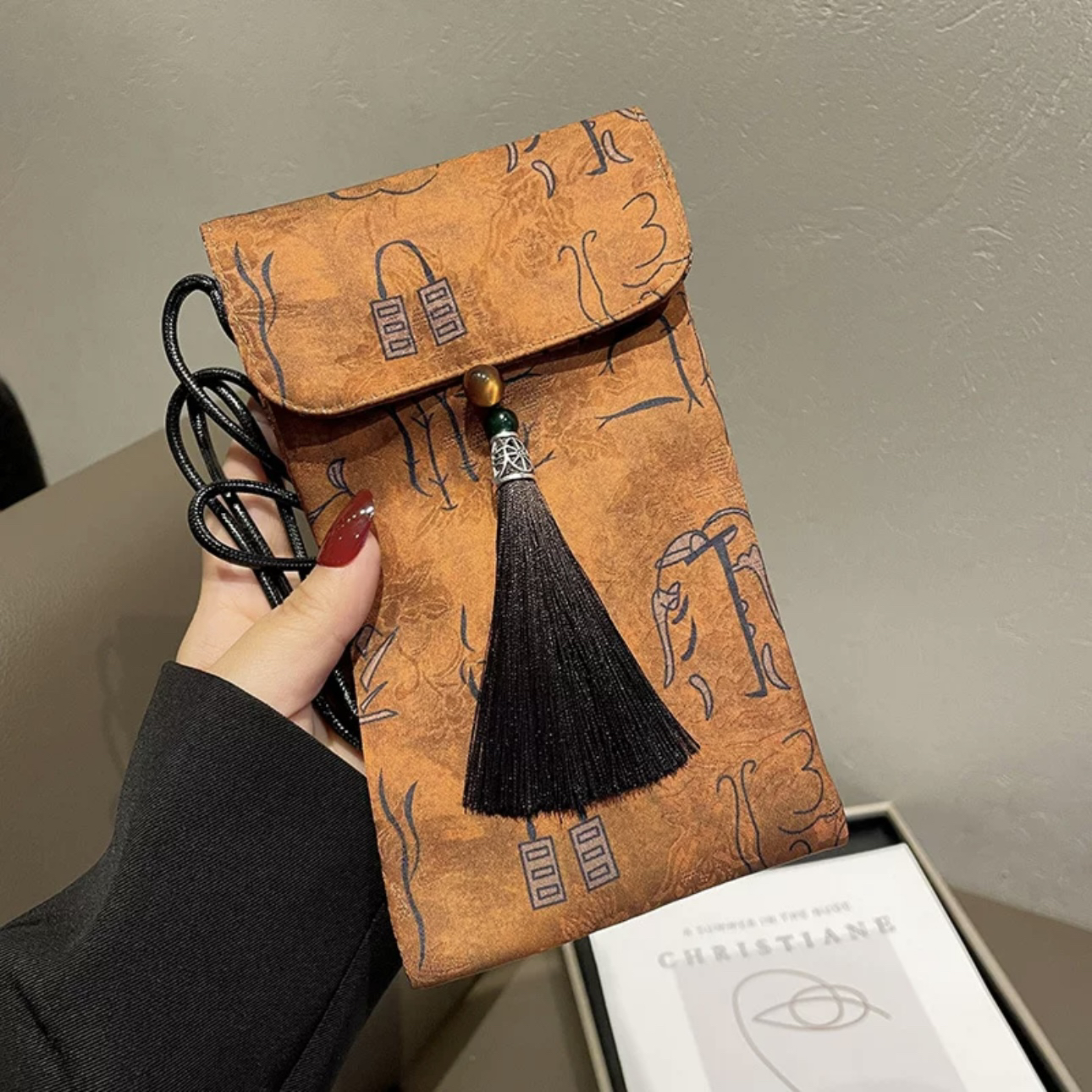 【手机包】P新中式花萝斜挎包小巧国风百搭复古时尚11*19盼盼