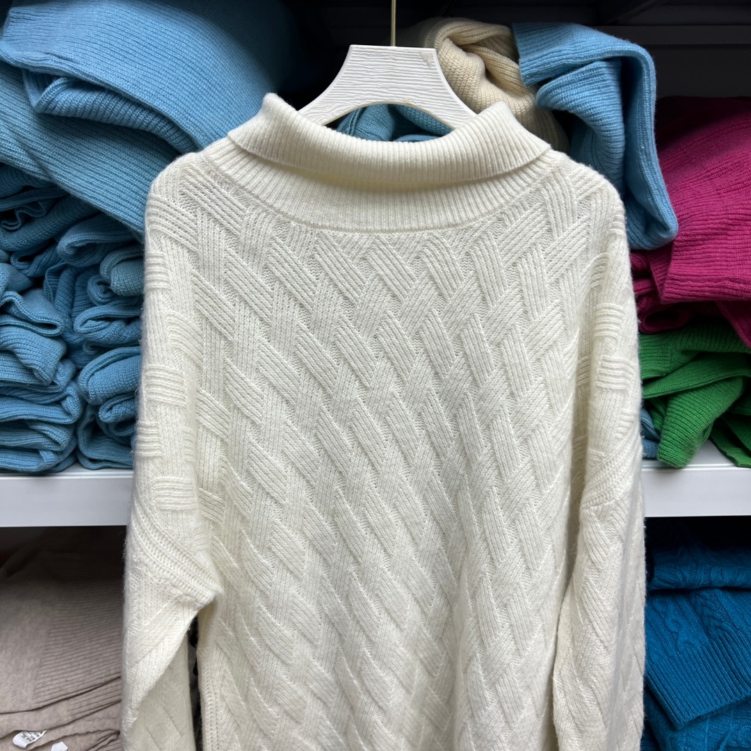 秋冬女士针织重工席编高领毛衣