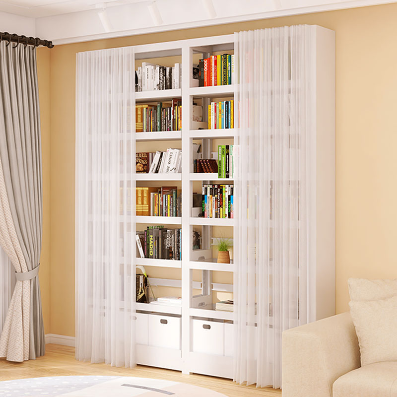 轩彩书架防尘纱帘客厅书架防尘帘防尘门置物架推拉式转角书架落地