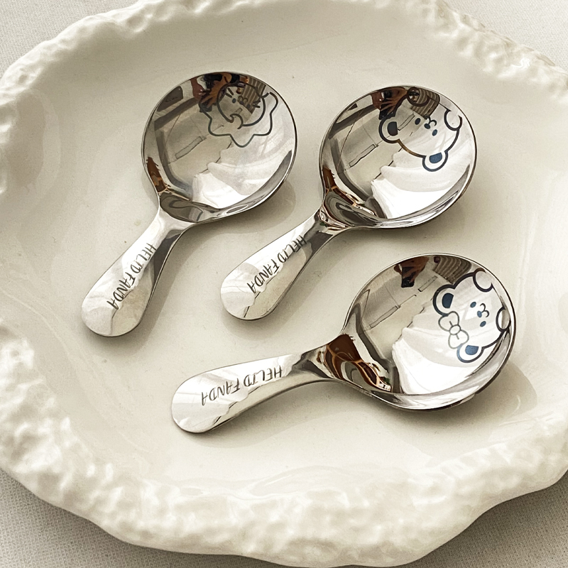 304不锈钢短柄圆勺儿童勺可携式汤勺茶叶匙奶粉勺迷你甜品汤匙勺