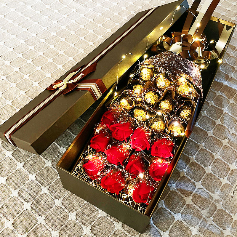 圣诞节平安夜礼物高档巧克力花束礼盒红玫瑰送女朋友老婆表白生日