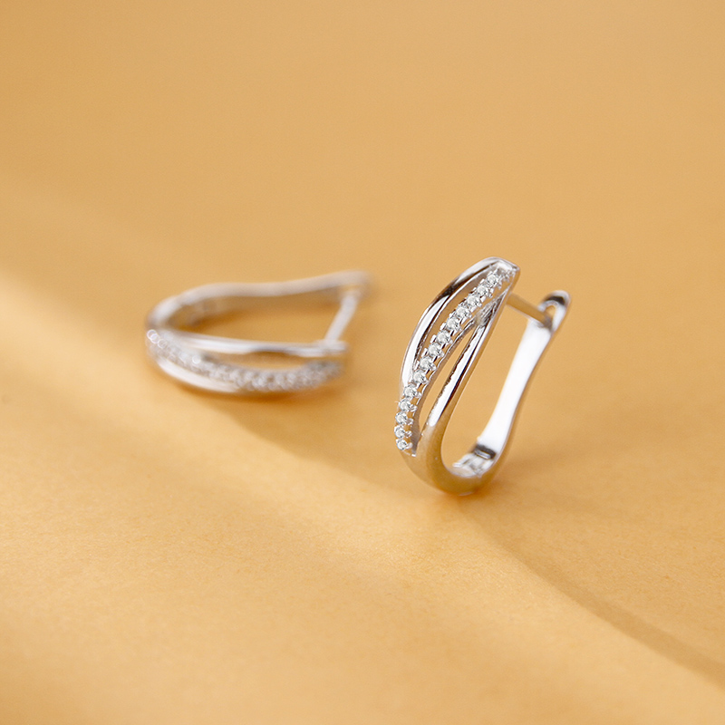 言若银匠 足银耳饰 纯银耳环女微镶缠绕双层耳扣轻奢高级感EK112