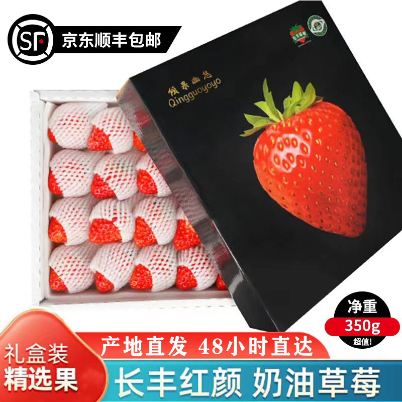 长丰红颜草莓新鲜草莓现摘奶油甜甜美甜味非营养丹东99草莓350g