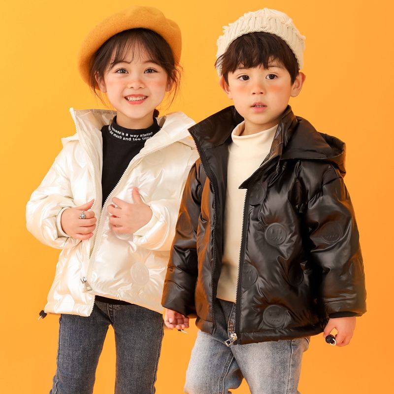 波司豋洋气2023女童羽绒服亮面免洗儿童中大童外套男童加厚压花冬