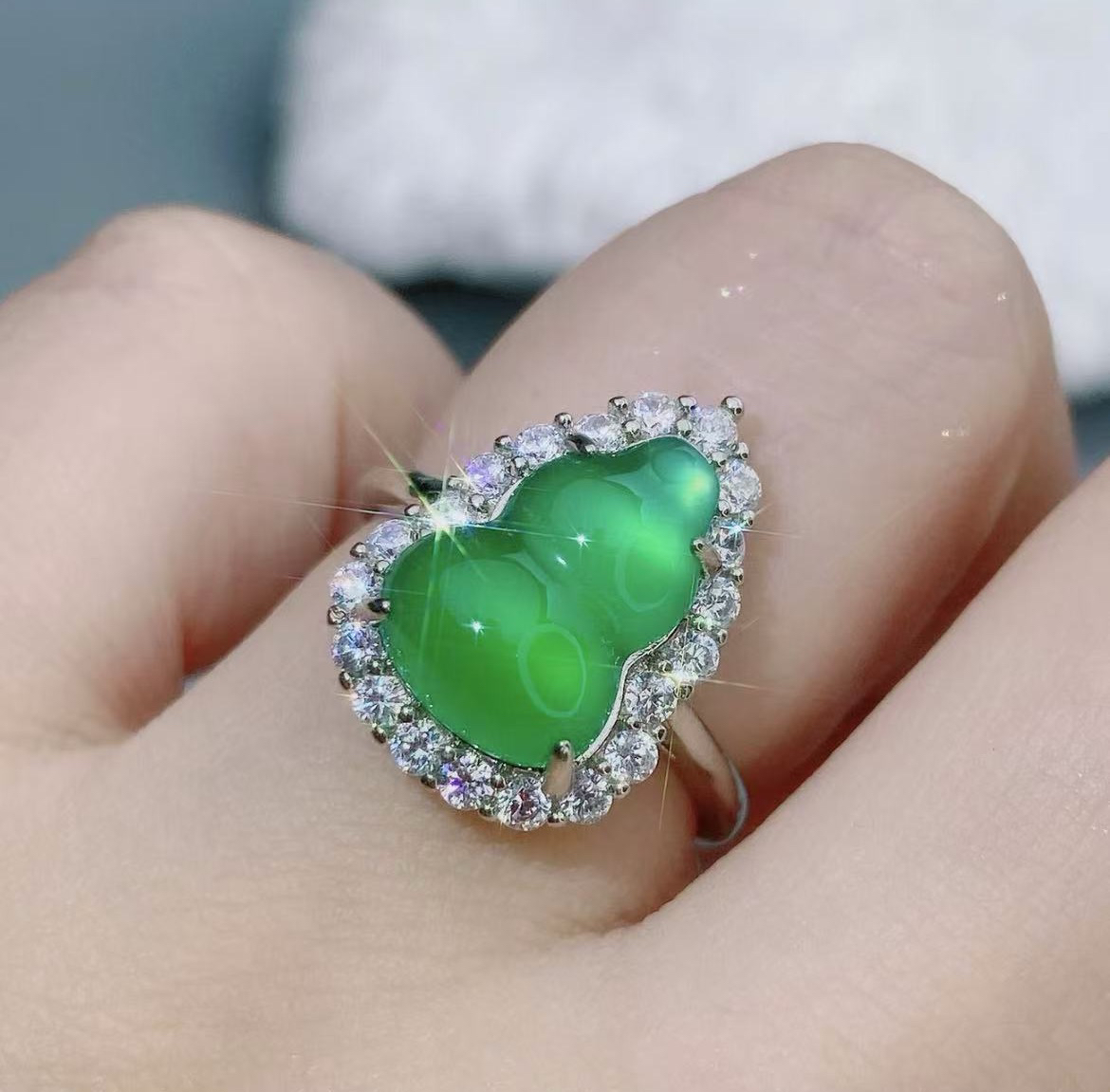 天然玛瑙玉髓女士戒指葫芦时尚指环小众配饰古典简单