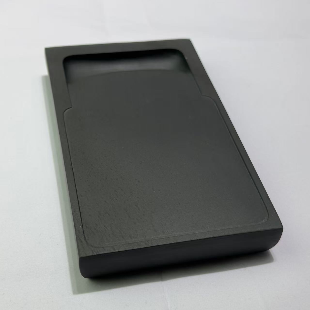 石堂文房乌钉螺纹长方门字砚