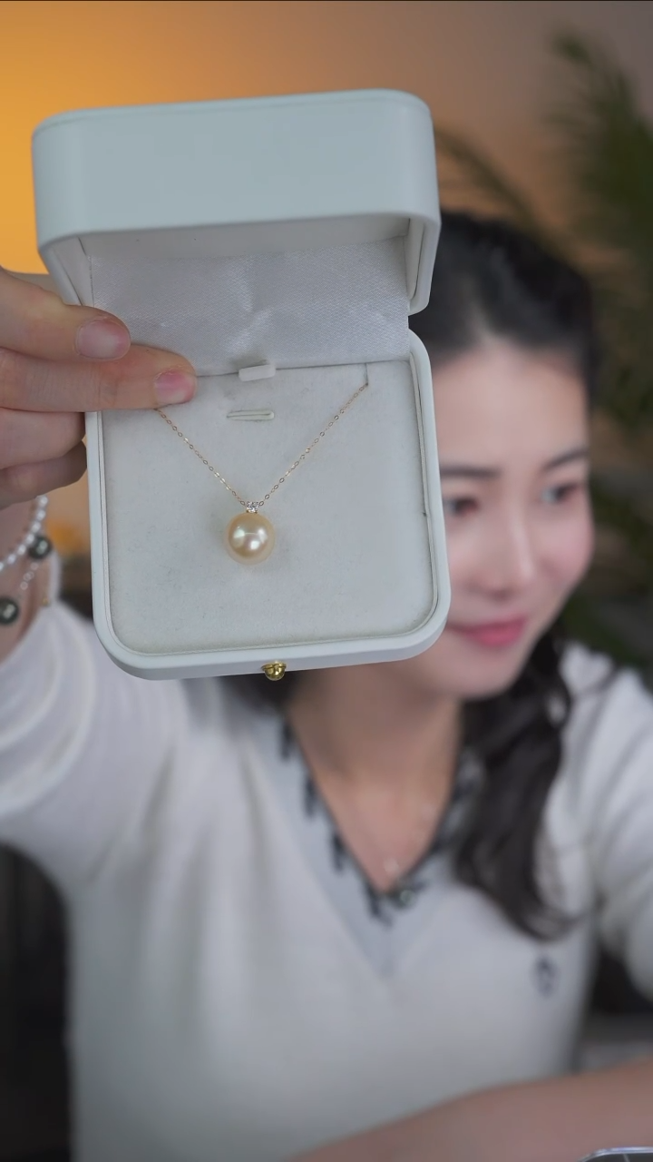 【闪购商品】海水珍珠HD18K金镶嵌珍珠吊坠金链@@C657