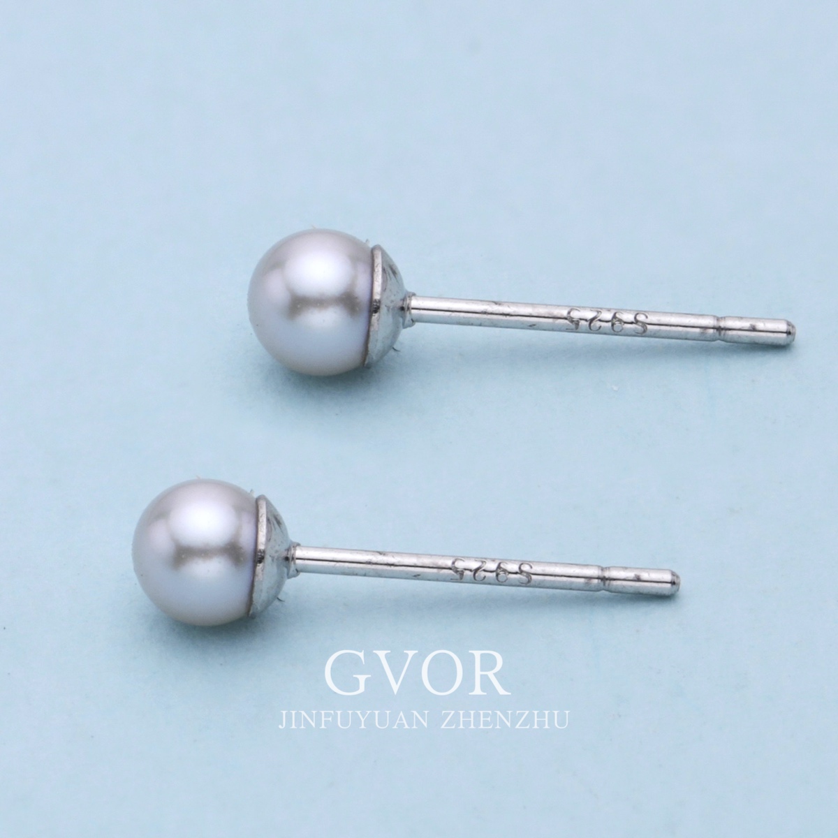 芈伽勒S925海水灰珍珠耳钉 C508