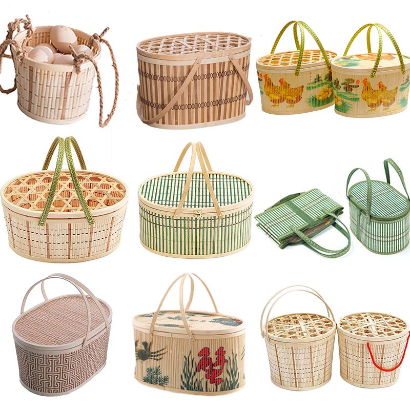 土篮子装土鸡蛋竹篮竹筐竹编篮子大闸蟹水果手提篮粽子礼盒空盒