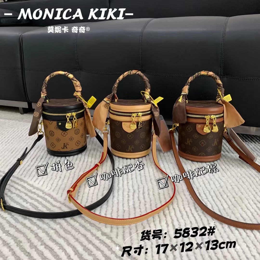 莫妮卡奇奇 小众轻奢品牌时尚潮流经典款式圆桶发财包