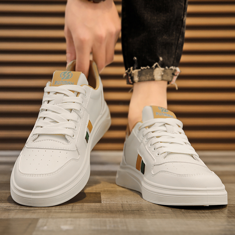 小扬哥推荐秋冬季透气青少年平底休闲鞋皮面防水软底运动小白板鞋