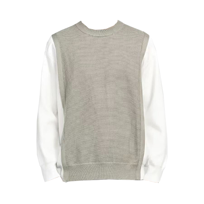 2025新款男士宽松潮流韩版休闲套头百搭假两件纯色套头毛衣7761