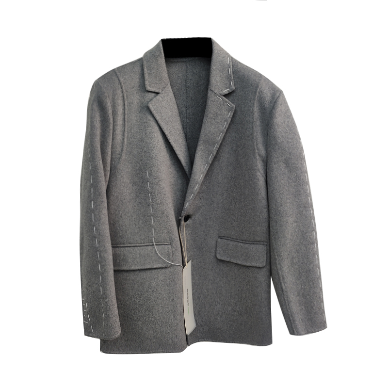 秋冬新款男士时尚平驳领中长款休闲格子毛呢大衣外套男26114