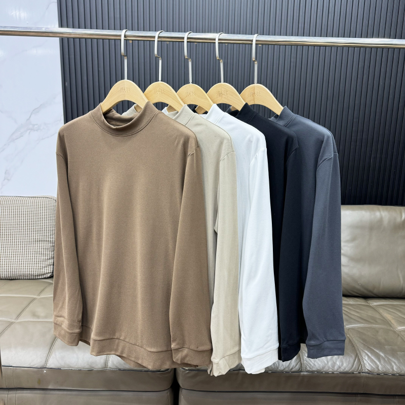 冬季新款时尚休闲百搭长袖套头经典半高领宽松男上衣打底卫衣7720