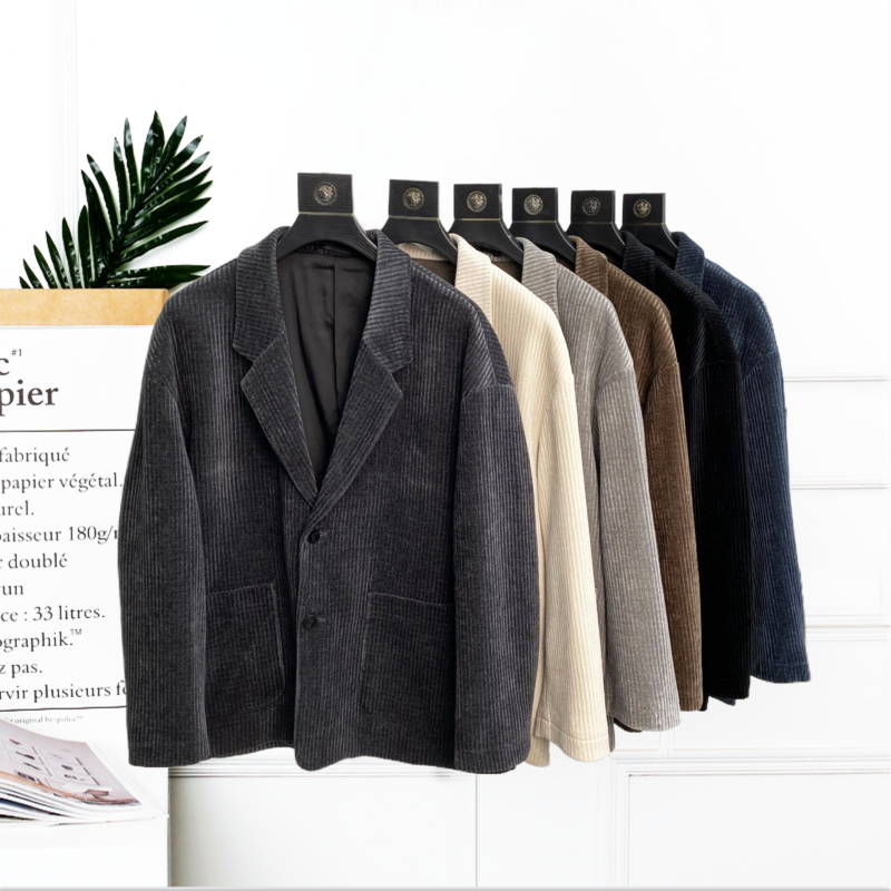 2025年新款男士时尚潮流韩版雪尼尔灯芯绒男士西装外套81056