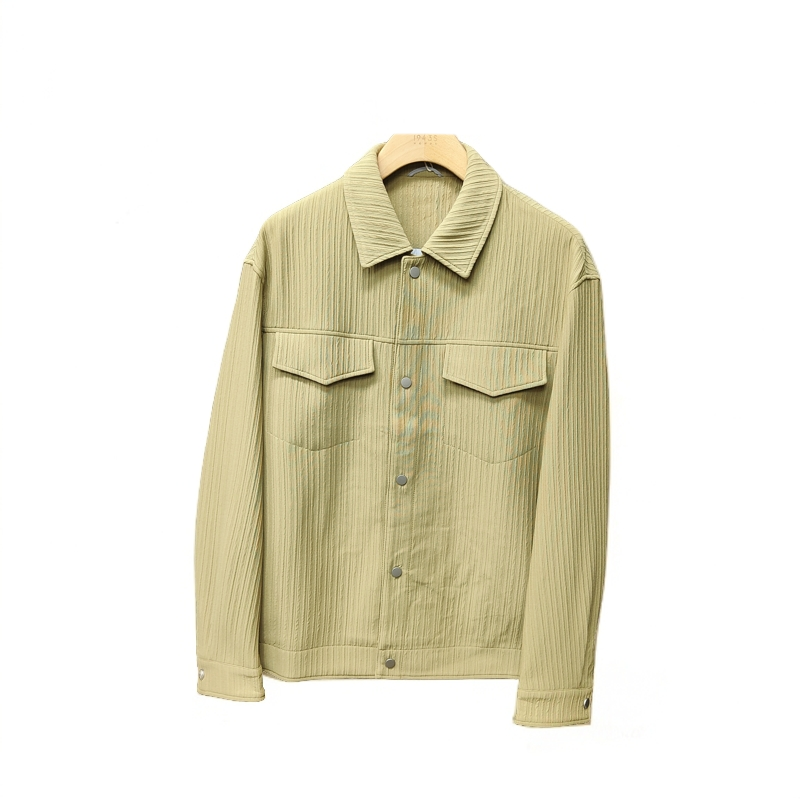 秋季新款男士时尚男装夹克百搭暗条设计简约翻领休闲男外套3019