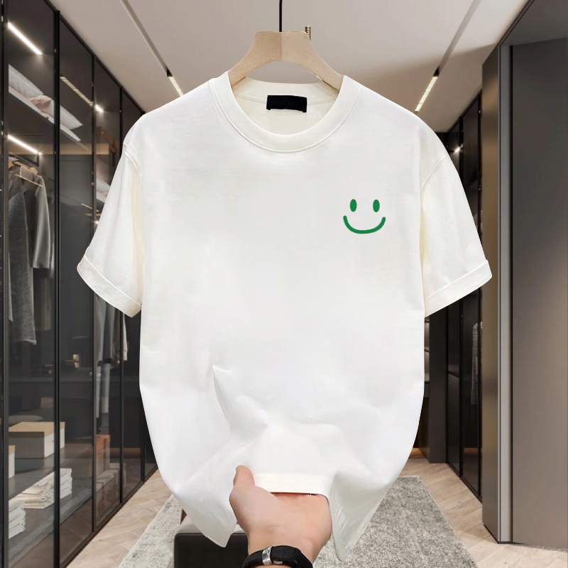 仓石一树潮牌笑脸白色短袖T恤男夏季百搭宽松圆领印花情侣装半袖