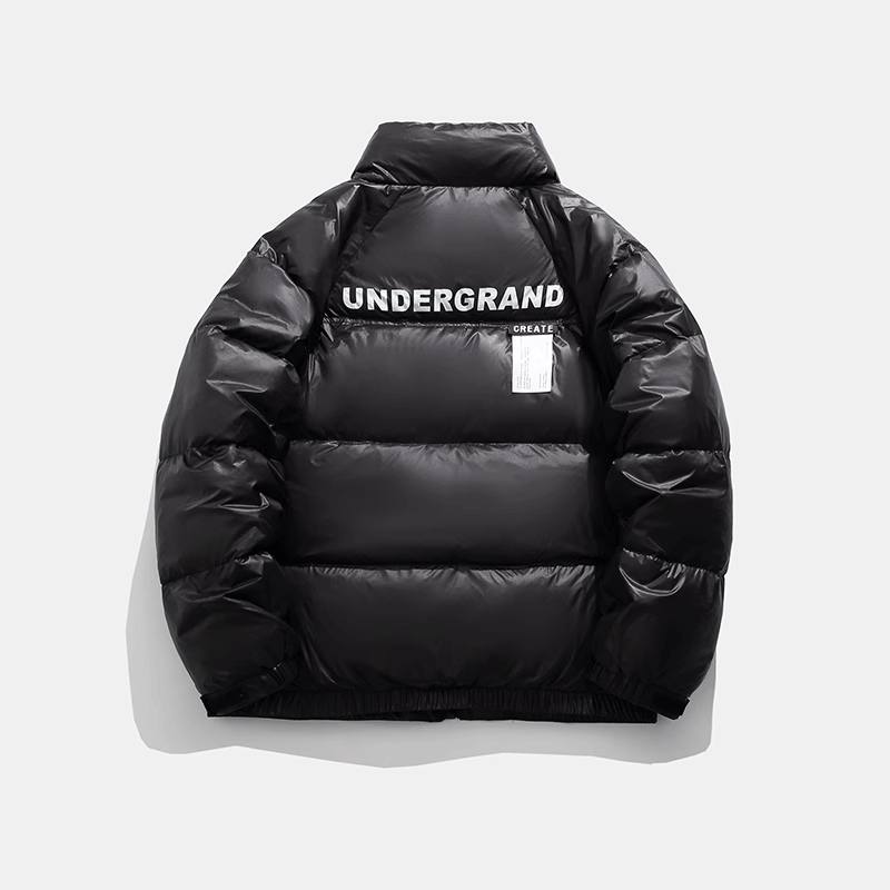 仓石一树潮牌黑色立领羽绒服男士冬季宽松加厚保暖情侣面包服外套