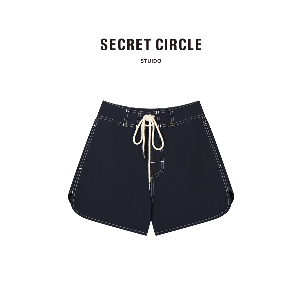 SECRET CIRCLE·秘社 撞色明线下摆圆角设计设计感短裤18731
