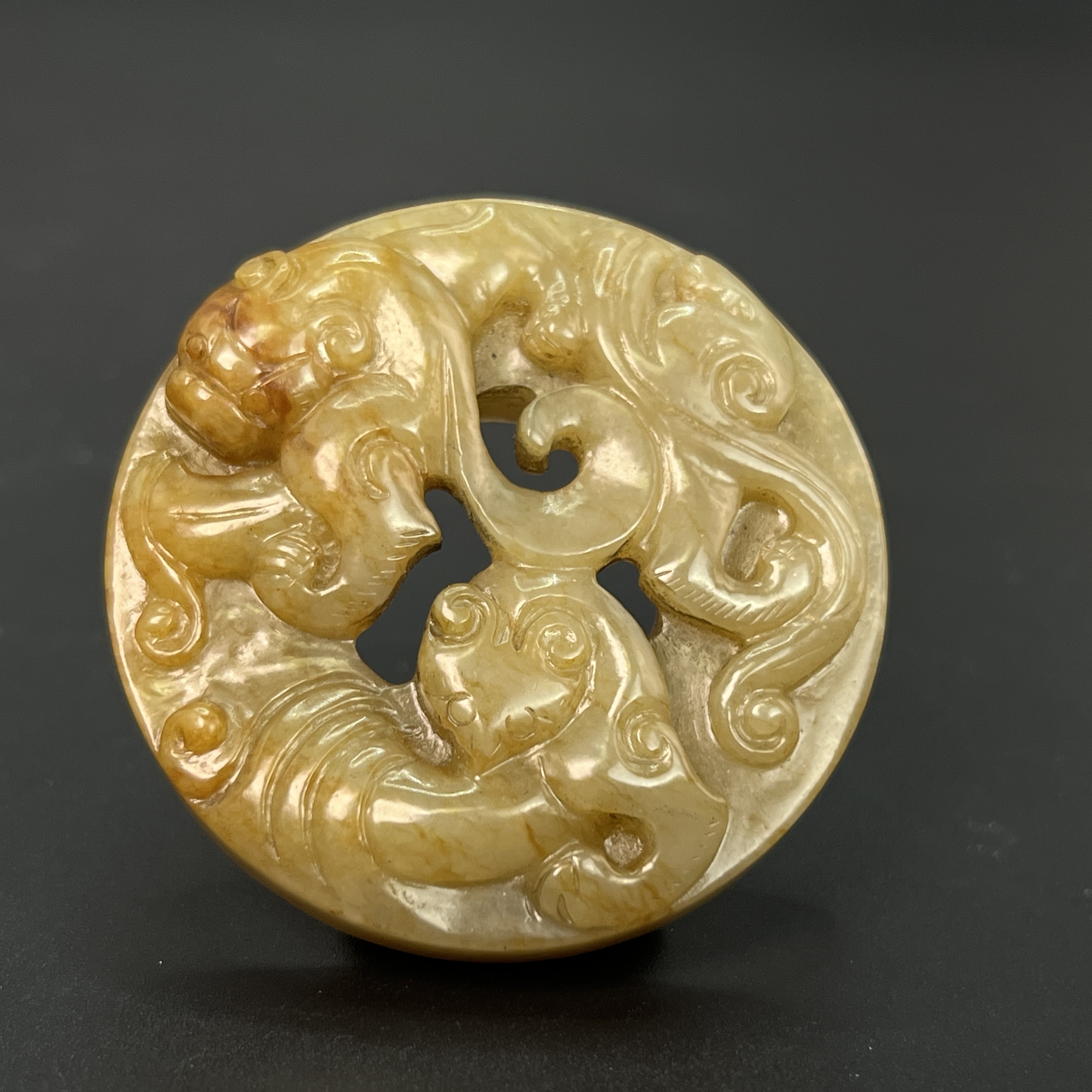 "清中期和田玉螭龙璧/ DL497888/ 古玩/收藏/德州文物"