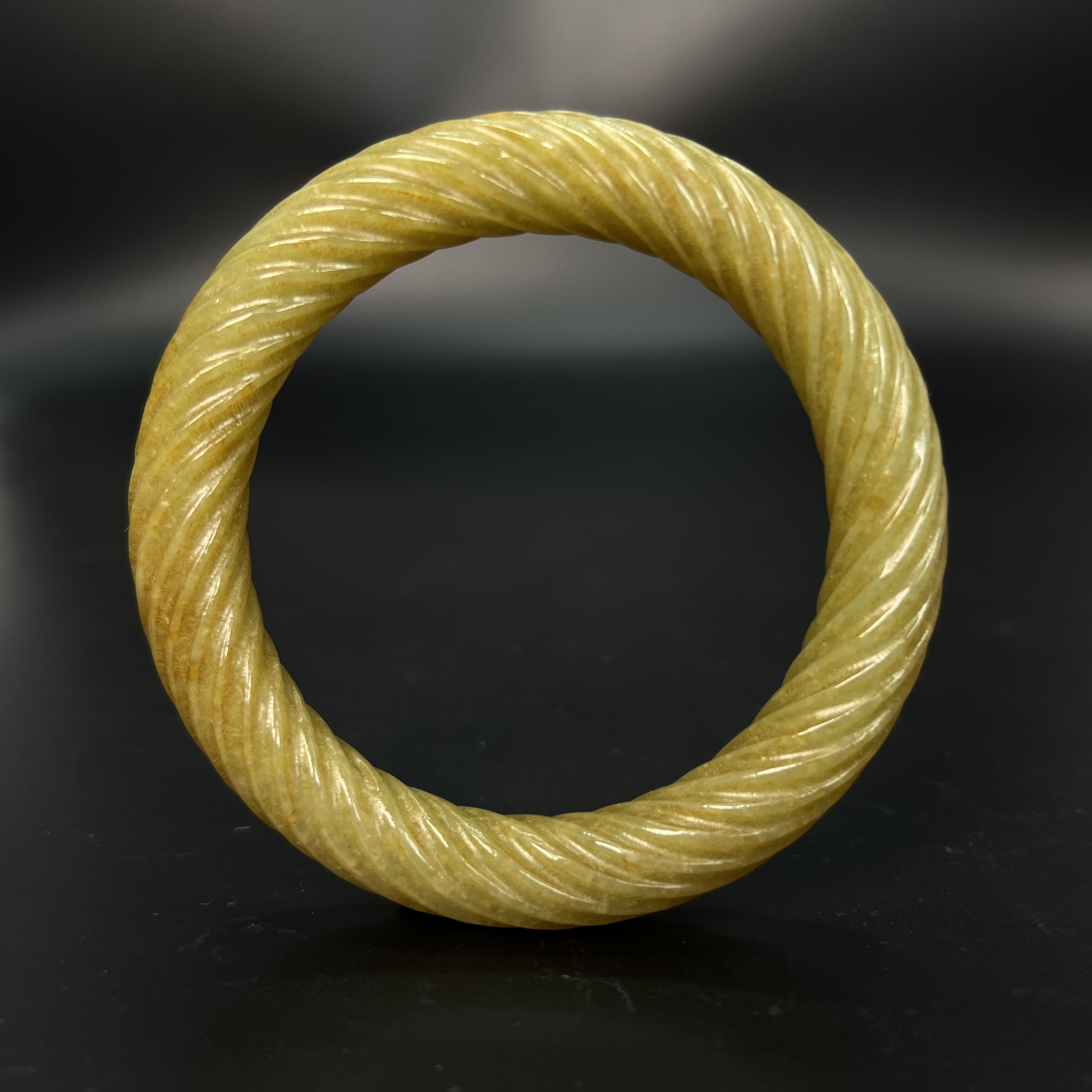 "清晚期和田玉绞丝手镯/ DL497807/ 古玩/收藏/德州文物"