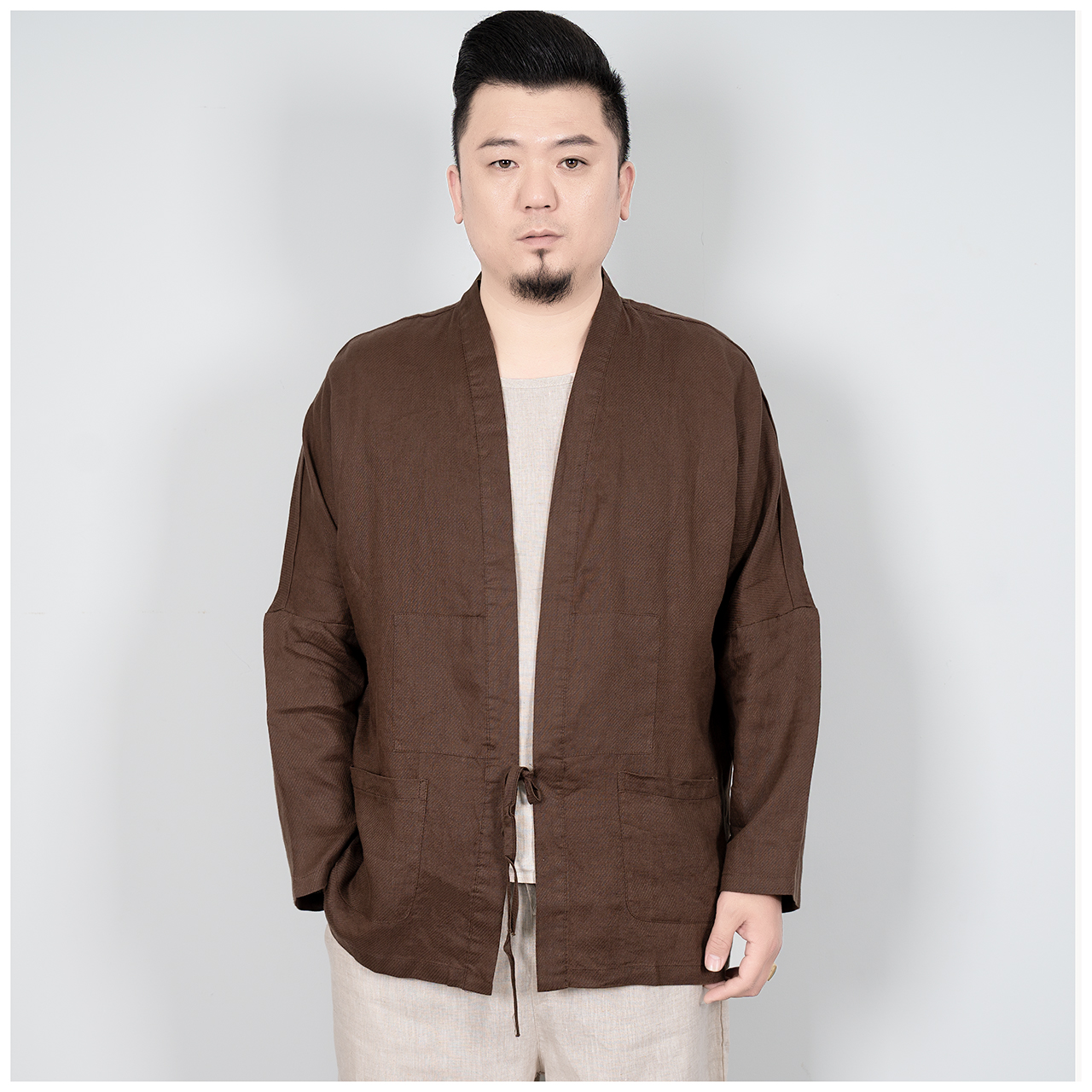 春夏款男士亚麻汉服中国风复古休闲外套中式禅意罩衫空调衫
