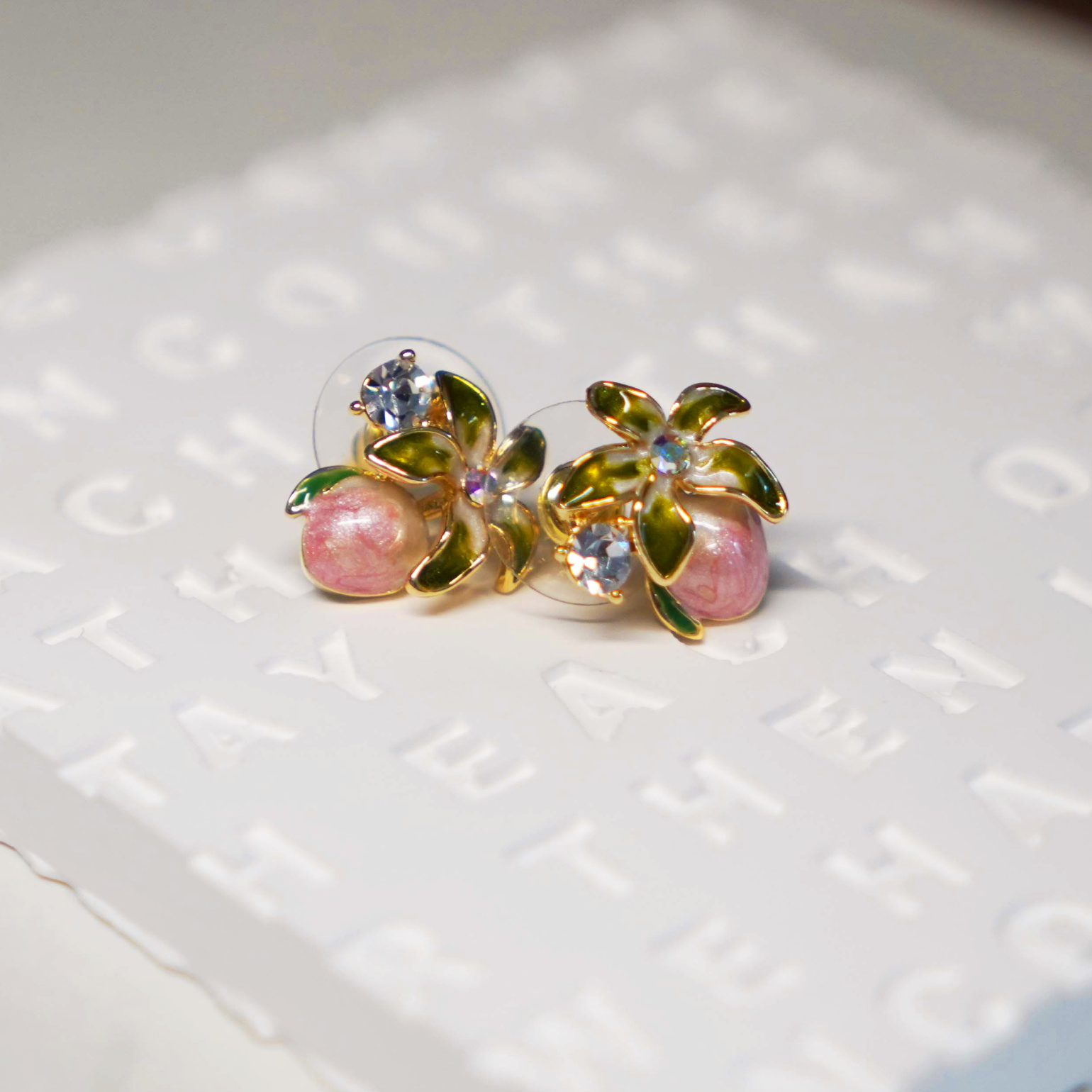 铜合金石英石耳饰 【桃织甜梦】气质清新精致甜美耳饰少女耳环可爱