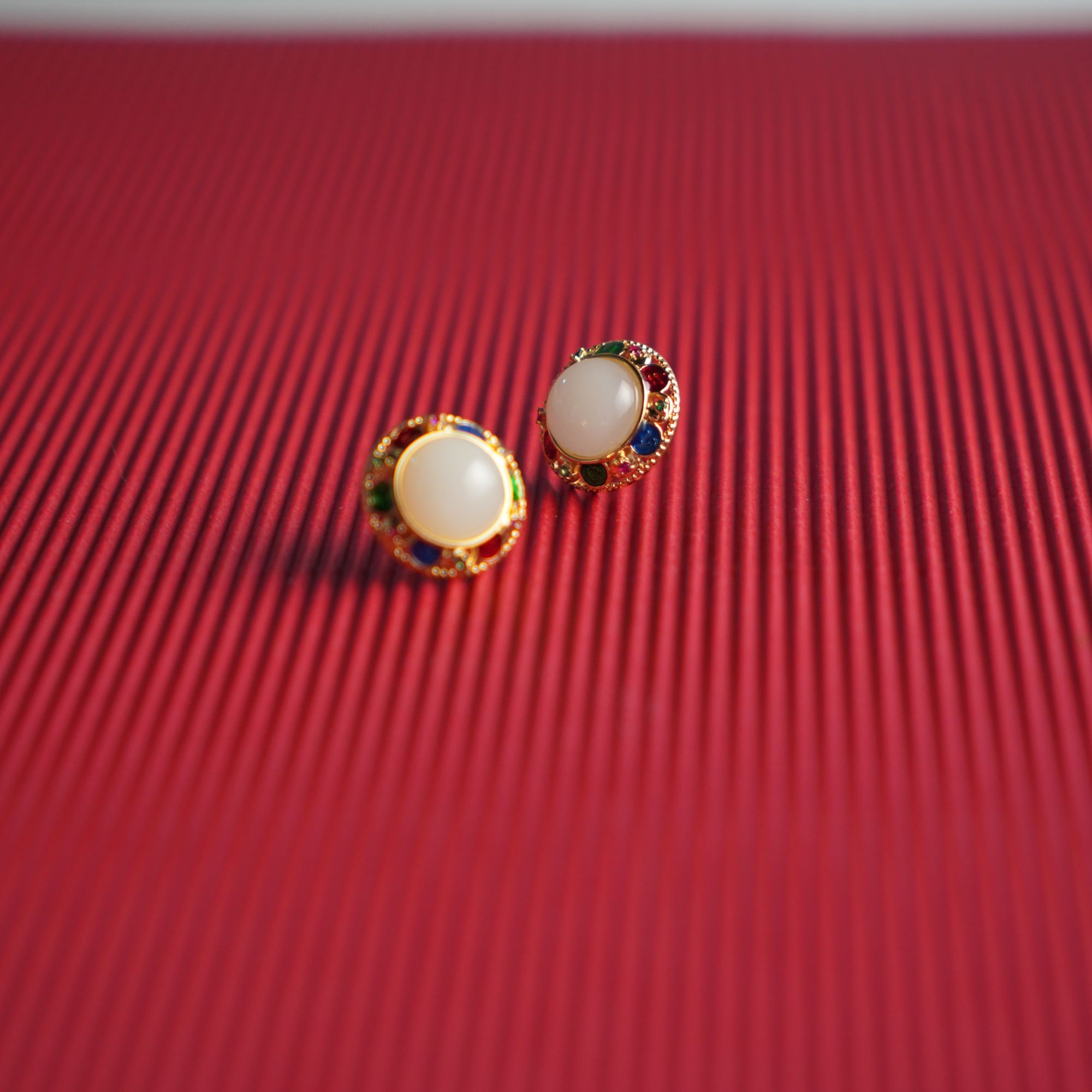 合金石英石耳饰 【花间晴】法式优雅复古高级感耳钉