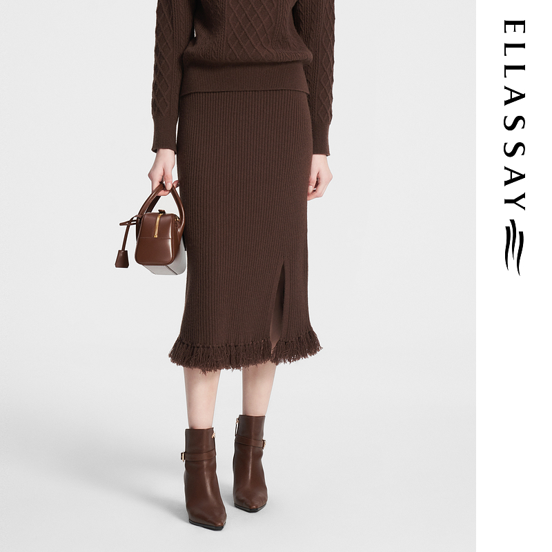 ELLASSAY歌力思2024秋冬新款时尚潮流半身裙女EWW354M03900