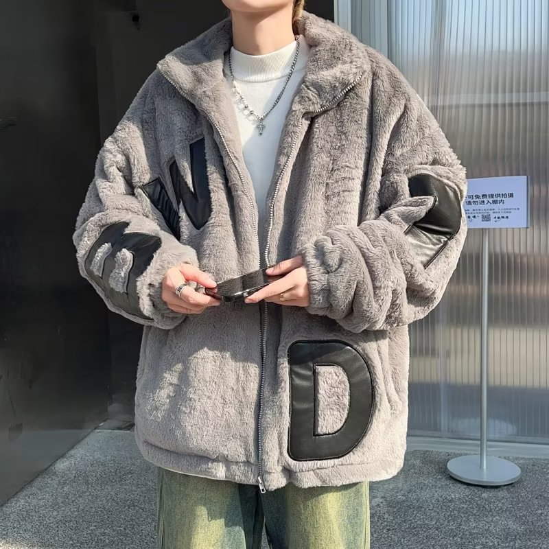 外套男2024年新款冬季保暖宽松加厚棉衣情侣羊羔绒棉服街头加绒