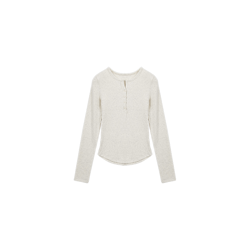 QK·糯叽叽·老钱风半开领别致修身显瘦内搭打底针织T上衣QK0775