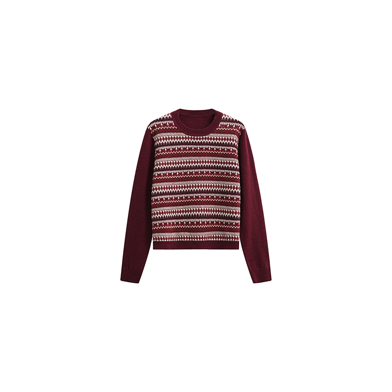 QK·假日氛围感·LP立体费尔岛肌理感宽松提花长袖针织衫QK0781