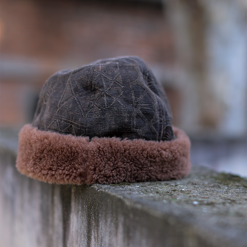 慢慢变蓝原创【荼系列】秋冬加厚帽子绢丝香云纱东北帽秋冬贝雷帽