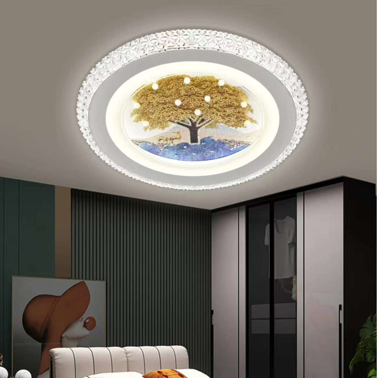 新款led卧室灯创意离线语音智能卧室灯方形餐厅灯轻奢圆形次卧