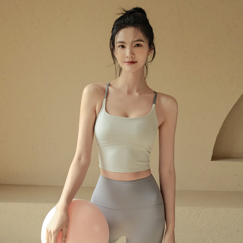 Choc性感撞色吊带运动内衣女聚拢防震健身背心美背外穿瑜伽文胸