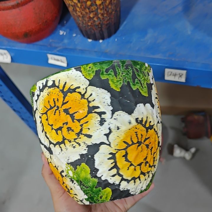 陶吸水透气的白陶花盆