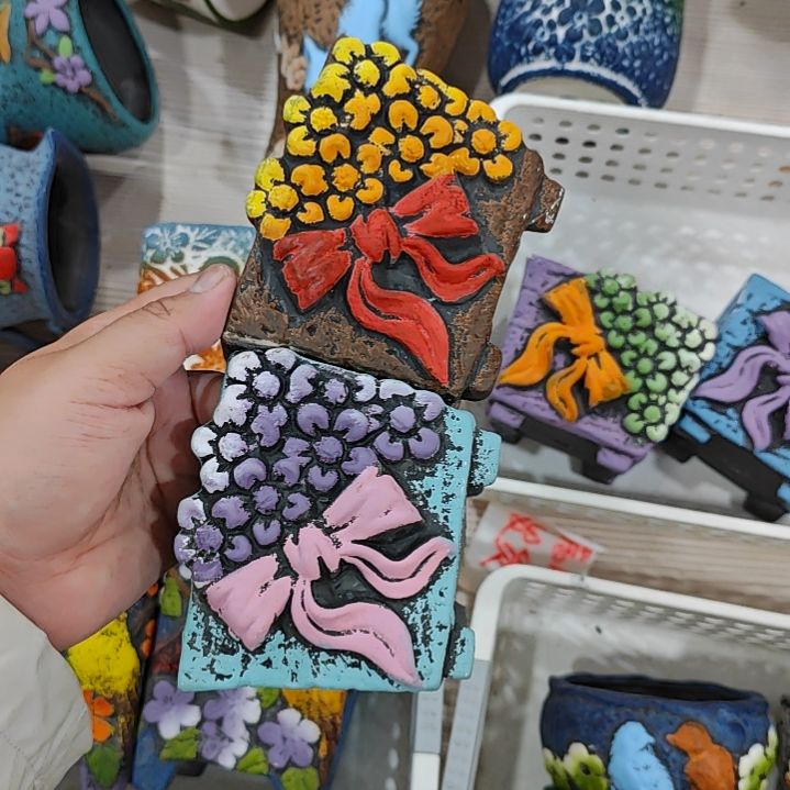 陶吸水透气的白陶花盆
