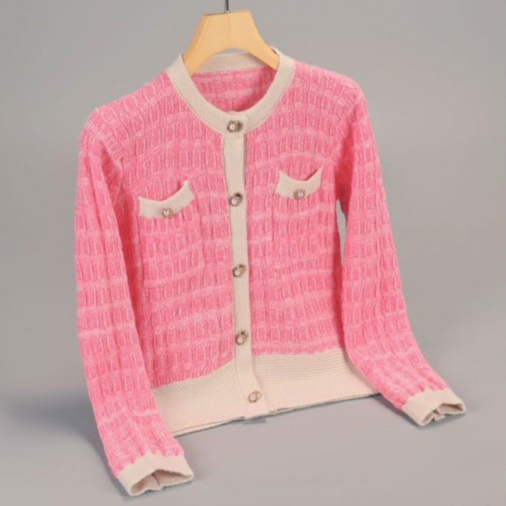 小香  线下实体订单款 金属扣拼色针织小香风外套